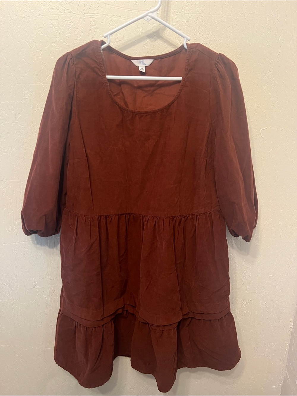 Time and Tru Rust Tiered Babydoll Dress